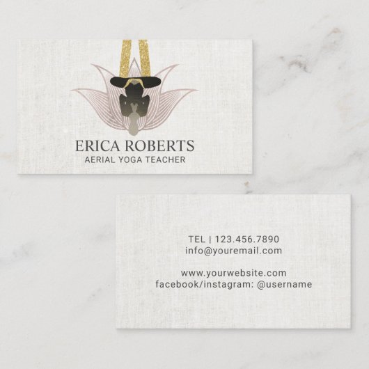 アエリアリストヨガインストラクターバラ金ゴールドロータス 名刺 (正面/裏面)