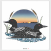 アオアオハクチョウのカップル 日没の青い湖の野生生物 シール (シート)