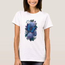 アオイチョウ アジサイ 花柄 レディースTシャツ