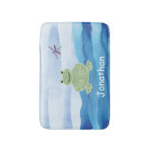 アオイパーソナライズされたガエルとトンボ子供へ バスマット (正面縦)