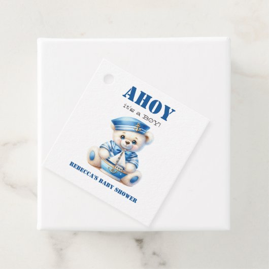 アオイ航海のブルーのセーラーベアボーイ赤ちゃんシャワー フェイバータグ (インサイチュ)