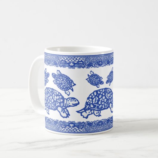 アオウミガメかわいいお洒落動物 コーヒーマグカップ (正面左)