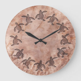 アオウミガメの槌で打たれた金属パターン柱時計 ラージ壁時計