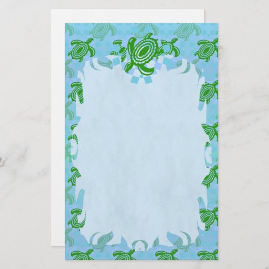 アオウミガメの炎の文房具 便箋 (正面/裏面)