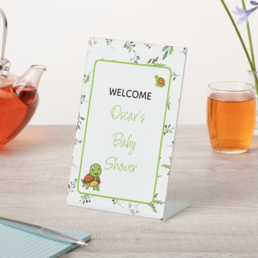 アオウミガメ2匹葉のパターンバビショカスタムー 台座サイン (インサイチュ)