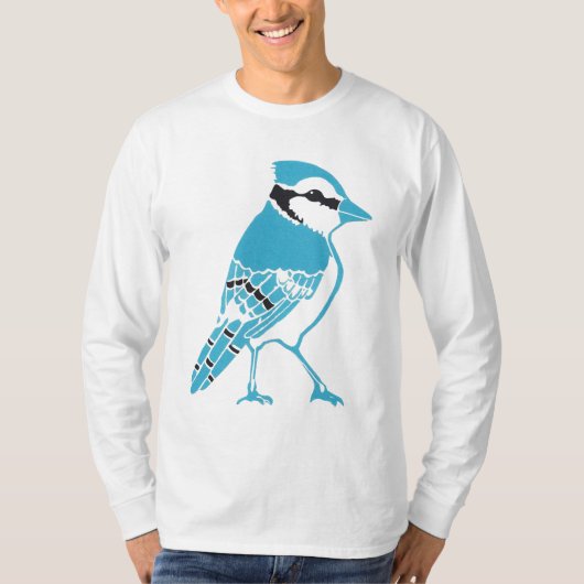 アオカケスの男性長袖のTシャツ Tシャツ (正面)