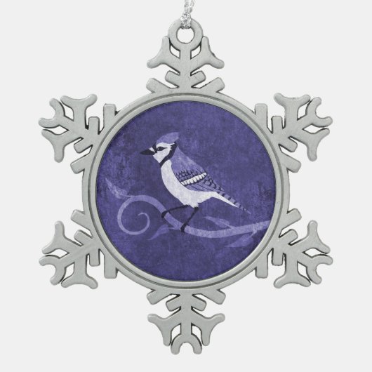 アオカケスの雪片のオーナメント スノーフレークピューターオーナメント (正面)