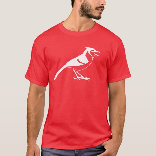 アオカケスの鳥のシルエットの側面図 Tシャツ (正面)