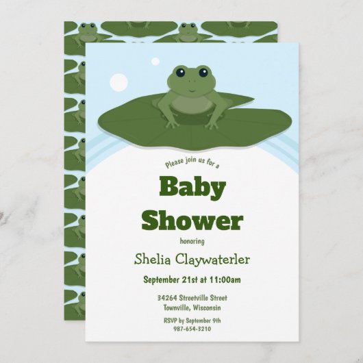 アオガエルリリーパッド|ベビーシャワー招待状 招待状 (正面/裏面)