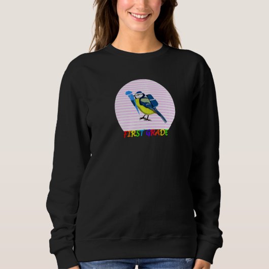 アオガラの鳥の小学校の入学式 1年生 スウェットシャツ (正面)