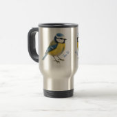 アオガラの鳥マグカップ 自然愛好家へのギフト トラベルマグ (正面左)