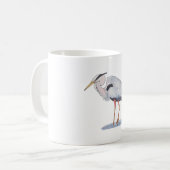 アオサギの水彩画 鳥類アート コーヒーマグカップ (正面左)