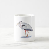 アオサギの水彩画 鳥類アート コーヒーマグカップ (中央)