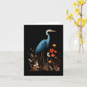 アオサギの花柄の野生の花の野鳥観察 カード (黄色い花)