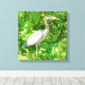 アオサギ，池の端，かわいらし野鳥，自然 キャンバスプリント (インサイチュ (ウッドフロア))