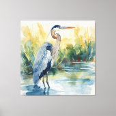 アオサギ 湖の水彩画 キャンバスプリント (正面)
