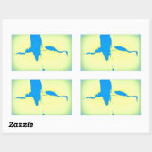 アオサギ 長方形シール (シート)