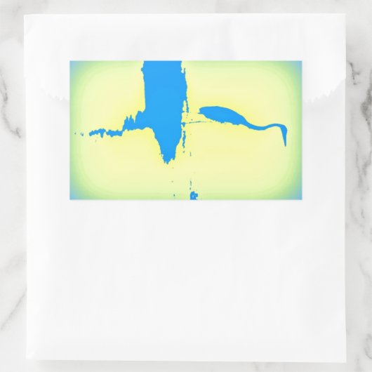 アオサギ 長方形シール (バッグ)