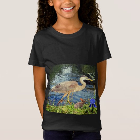 アオサギ Tシャツ (正面)