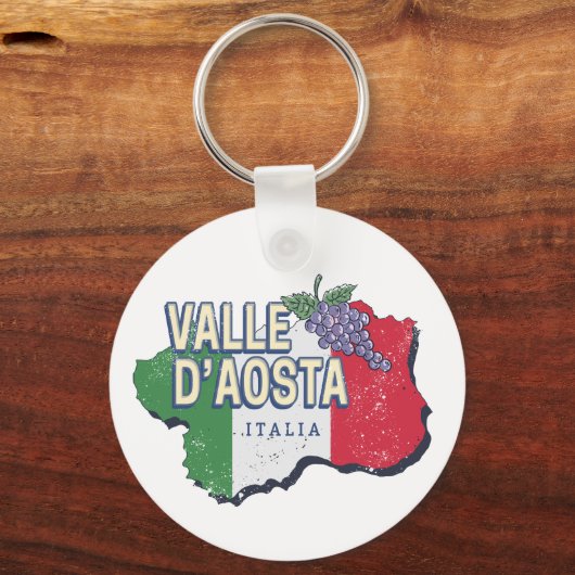 アオスタバレーイタリア地域マップヴィンテージ土産 キーホルダー (正面)