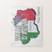 アオスタバレーイタリア地域マップヴィンテージ土産 ジグソーパズル (縦)