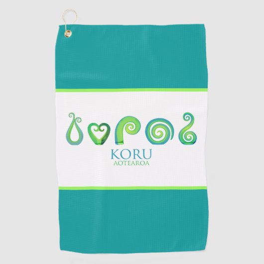 アオテアロアコー伝統的ルアイランドスタイルグリーン ゴルフタオル (正面)