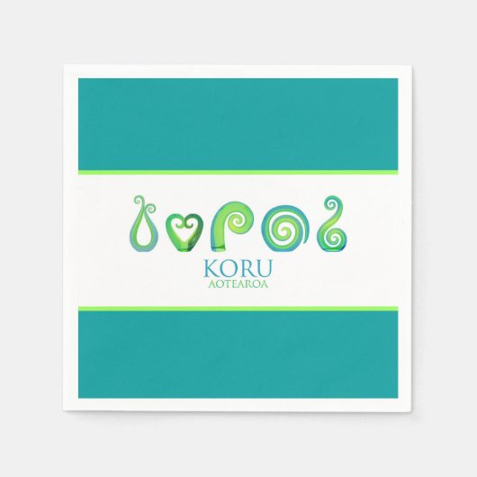 アオテアロアニュージーランドコル – グリーン スタンダードカクテルナプキン (正面)