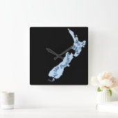 アオテアロアNZの地図,マオリ語の島々 スクエア壁時計 (ホーム)