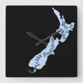 アオテアロアNZの地図,マオリ語の島々 スクエア壁時計 (正面)