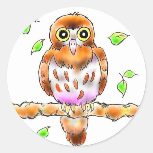 アオバズクちゃん ラウンドシール (正面)