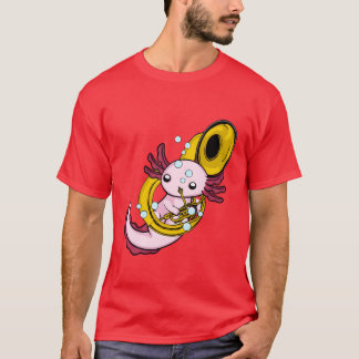 アオロトルがスーザフォンを演奏するマーチングバンドのレトロデザイン Tシャツ