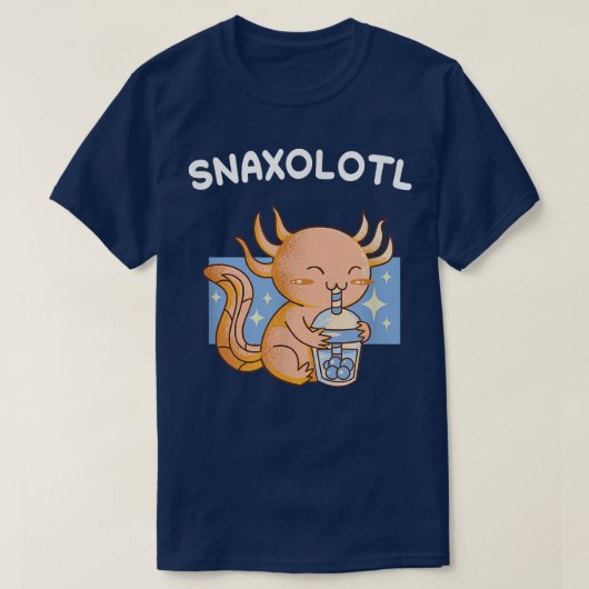 『アオロトル・スナオロトル飲食物かわいいおもしろいアオロトルズ川』 Tシャツ (デザイン正面)