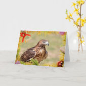 アカアシタカのクリスマスカード カード (黄色い花)