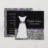 アカイパープルガウンレオパードプリントブライダルシャワー 招待状 (正面/裏面)