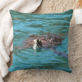 アカウウミガメ野生生物芸術 クッション (ブランケット)