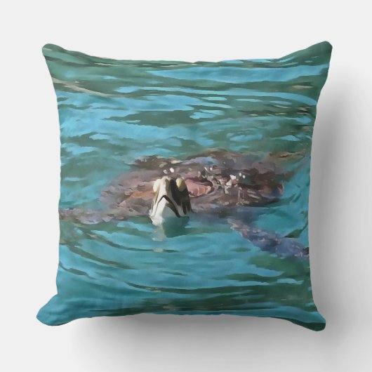 アカウウミガメ野生生物芸術 クッション (正面)