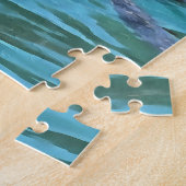 アカウウミガメ野生生物芸術 ジグソーパズル (側面)