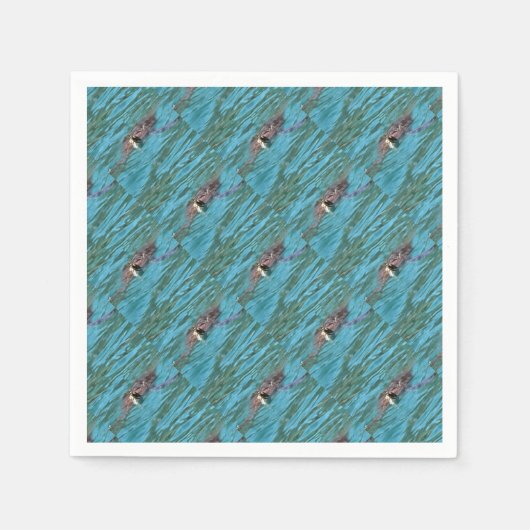 アカウウミガメ野生生物芸術 スタンダードカクテルナプキン (正面)