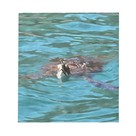 アカウウミガメ野生生物芸術 ノートパッド (正面)