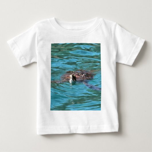 アカウウミガメ野生生物芸術 ベビーTシャツ (正面)