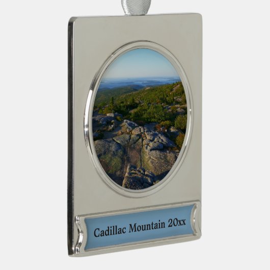 アカウディアのキャデラック山の上の朝 シルバープレートバナーオーナメント (右)
