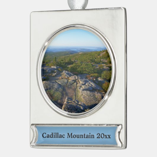 アカウディアのキャデラック山の上の朝 シルバープレートバナーオーナメント (左)