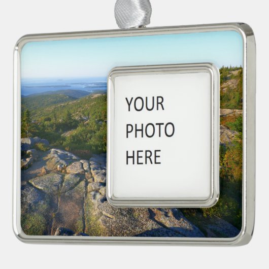 アカウディアのキャデラック山の上の朝 シルバープレートフレームオーナメント (左)