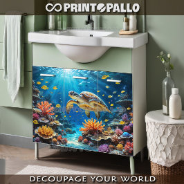 アカウミガメがサンゴ礁やサンゴ礁でダイビングをする 薄葉紙