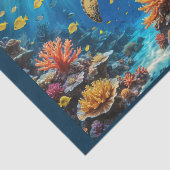 アカウミガメがサンゴ礁やサンゴ礁でダイビングをする 薄葉紙 (詳細)