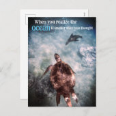 アカウミガメとアシカの水中 シーズンポストカード (正面/裏面)