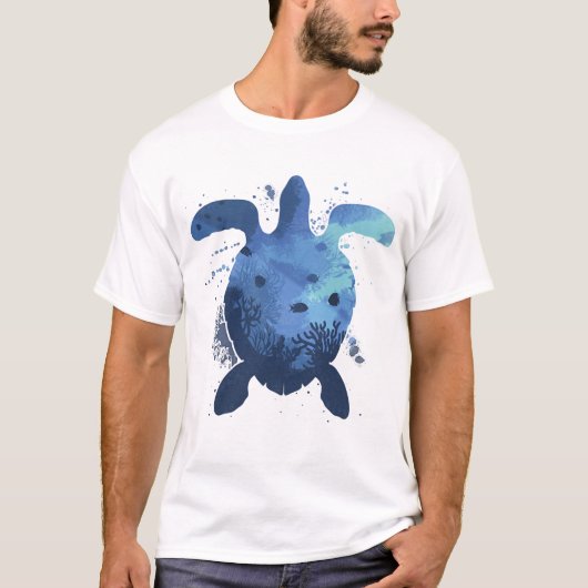 アカウミガメとトカゲの模写 - 模写 Tシャツ (正面)
