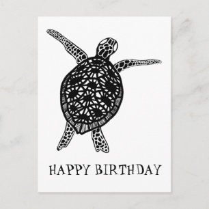 アカウミガメとトカゲのHAPPY BIRTHDAY ポストカード