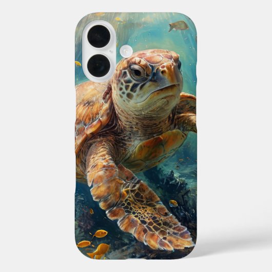 アカウミガメの海中での泳ぐ姿のスマホケース Case-Mate iPhoneケース (裏面)