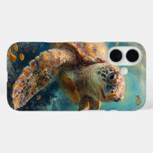 アカウミガメの海中での泳ぐ姿のスマホケース Case-Mate iPhoneケース (裏面 (横))